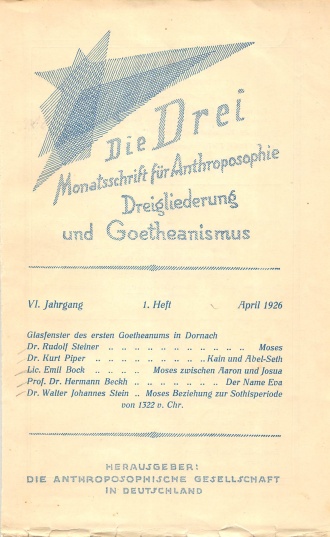 die-Drei - anthroposophisches Fachblatt - Heft 1, 1926 - 