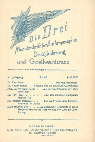 die Drei - Zeitschrift für Anthroposophie - Heft 3, 1926