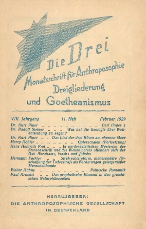 die Drei - Zeitschrift für Anthroposophie - Heft 11, 1929