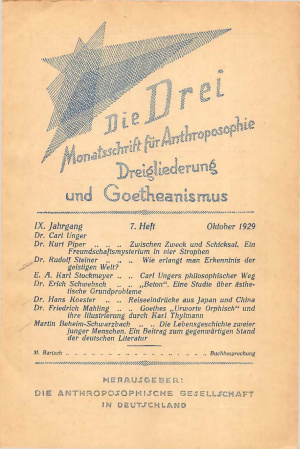 die Drei - Zeitschrift für Anthroposophie - Heft 7, 1929