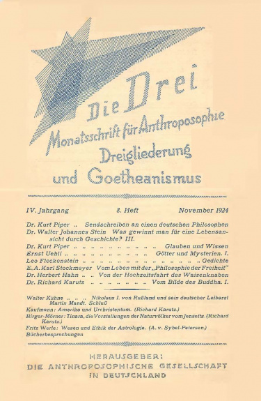 die Drei - Zeitschrift für Anthroposophie - Heft 8, 1924