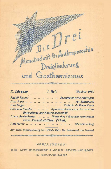 die Drei - Zeitschrift für Anthroposophie - Heft 7, 1930