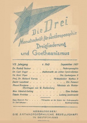 die Drei - Zeitschrift für Anthroposophie - Heft 6, 1927