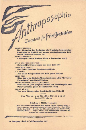 die Drei - Zeitschrift für Anthroposophie - Heft 4, 1933
