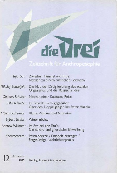 die Drei - Zeitschrift für Anthroposophie - Heft 12, 1992