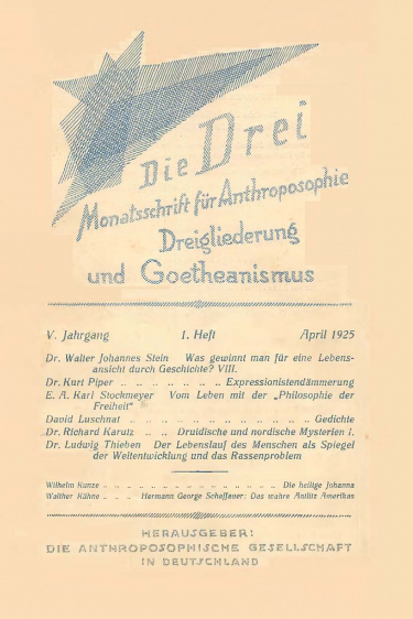 die Drei - Zeitschrift für Anthroposophie - Heft 1, 1925