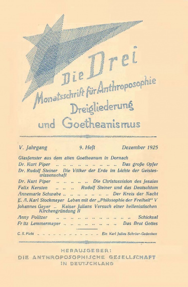 die Drei - Zeitschrift für Anthroposophie - Heft 9, 1925