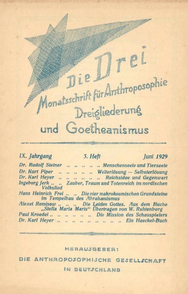 die Drei - Zeitschrift für Anthroposophie - Heft 3, 1929
