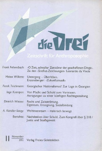 die-Drei - anthroposophisches Fachblatt - Heft 11, 1991 - 