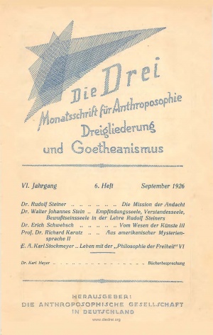 die Drei - Zeitschrift für Anthroposophie - Heft 6, 1926