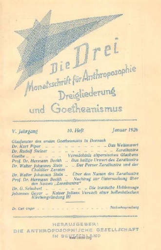 die-Drei - anthroposophisches Fachblatt - Heft 10, 1926 - 