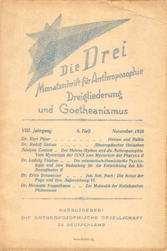 die-Drei - anthroposophisches Fachblatt - Heft 8, 1928 - 