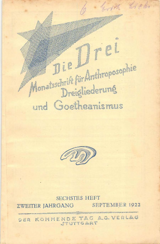 die-Drei - anthroposophisches Fachblatt - Heft 6, 1922 - 