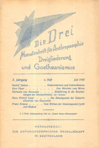 die-Drei - anthroposophisches Fachblatt - Heft 4, 1930 - 