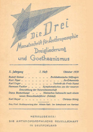 die Drei - Zeitschrift für Anthroposophie - Heft 7, 1930