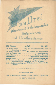 die Drei - Zeitschrift für Anthroposophie - Heft 12, 1929